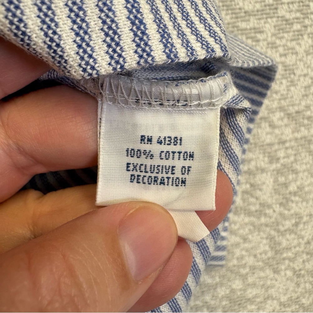 Ralph Lauren Blue Striped Polo with Embroidered Flags - Picture 3 of 9